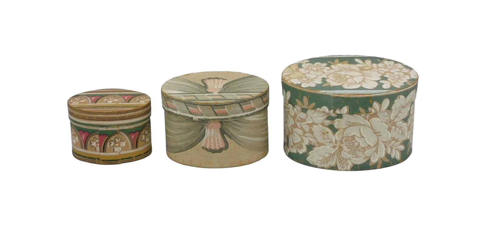 (3) Miniature Wallpaper Hat Boxes - 2