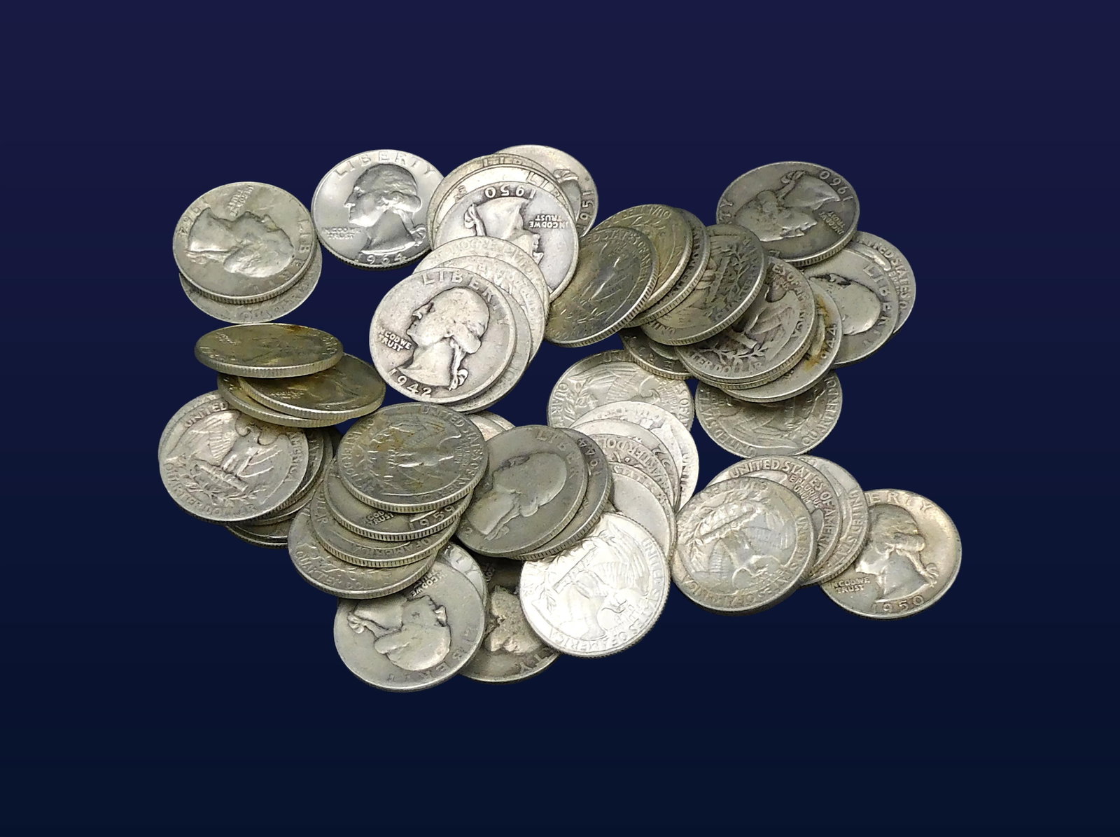 (58) Silver Washington Quarters: Good to excellent. Please note this lot must be paid for by cash, wire transfer or known check. Items will be shipped or sent to shipper once payment clears. IMPORTANT- Please note: all items are