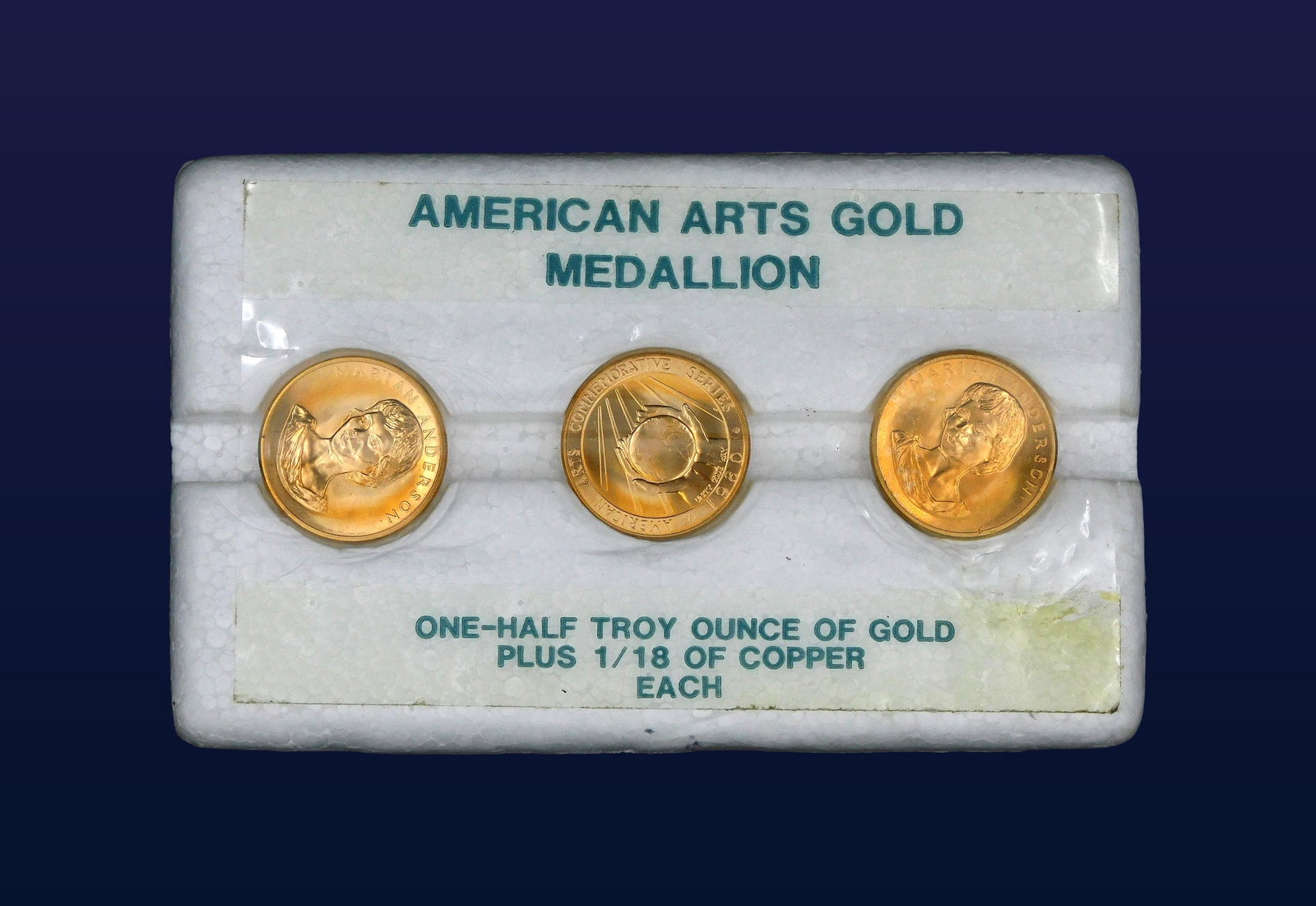 (3) American Arts Gold Medallions: Each with one half troy ounce gold. Mint in container. Please note this lot must be paid for by cash, wire transfer or known check. Items will be shipped or sent to shipper once payment clears. 