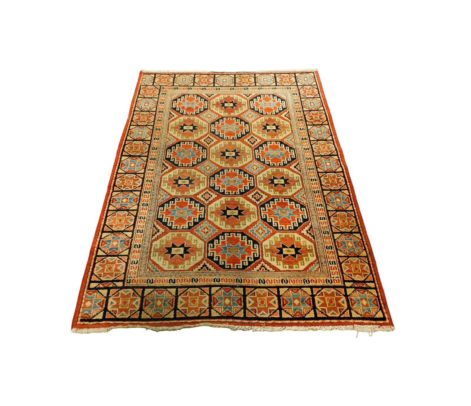 Caucasian Rug - Star Kazak: 20th C. 69" long x 48" wide.Good condition. Very minor wear to fringe. IMPORTANT- Please note: all items are sold as is, where is, with all faults. Marion Antique Auctions encourages all bidders to ex