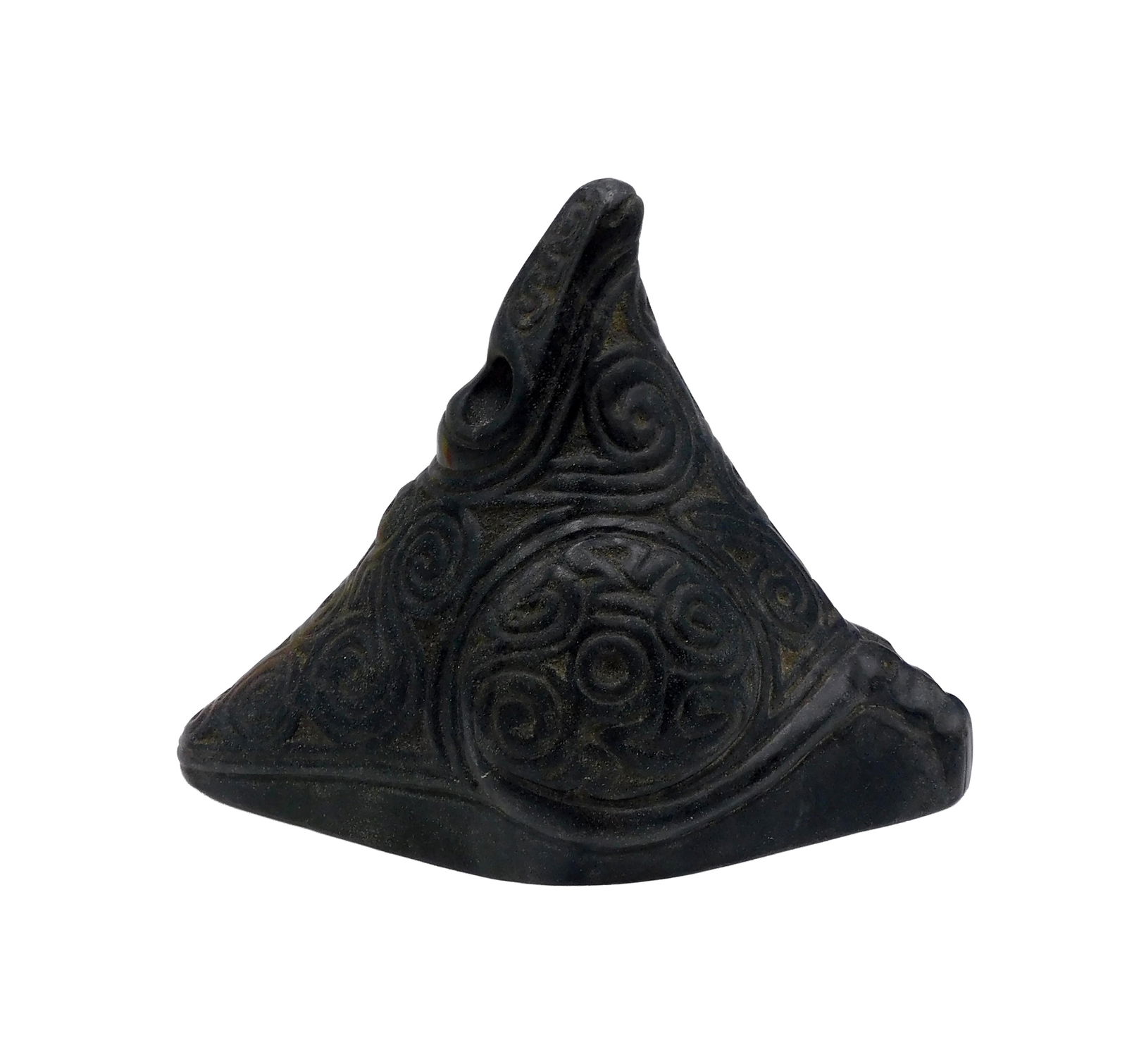 Taino Zoomorphic Zemi: Ca. 600-1500 AD. Dominican Republic. Made of magnetite. Multiple hidden "ghost" faces. The first is the initial head at the crest of the Zemi that looks like a bird's head but has a small mammal-like