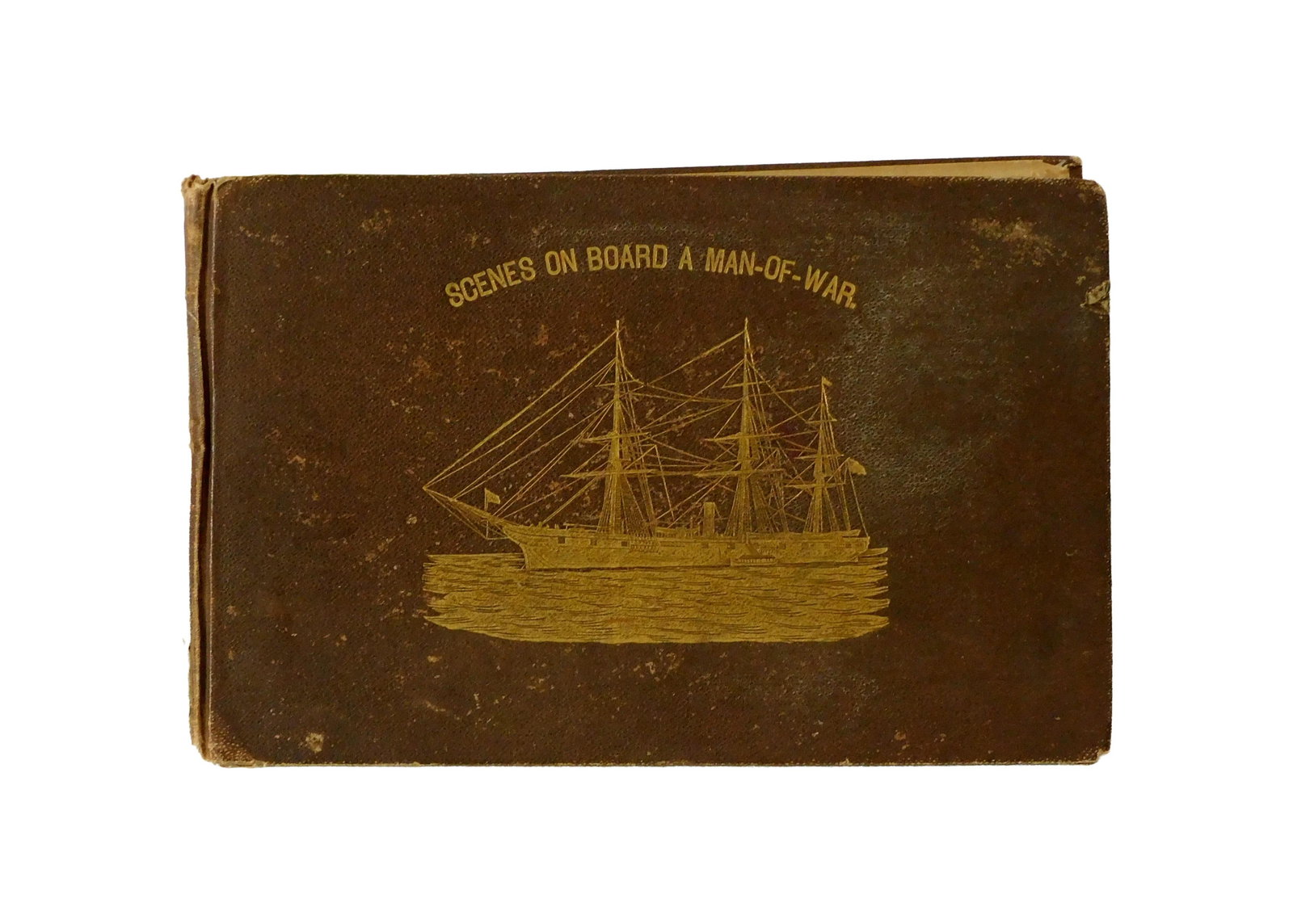 Scenes on Board the USS ENTERPRISE: New York: E.H. Hart, 1887. In custom binding. (23) photogravure images of sailors on a working warship. Photos measure 6" high x 9" wide. Custom binding has a blind stamped image of USS ENTERPRISE on