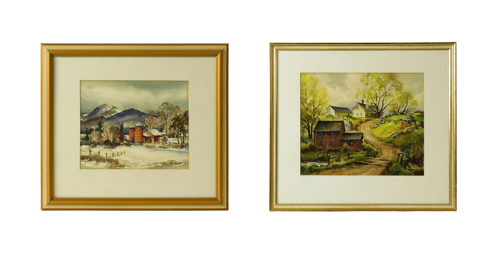 (2) John Cuthbert Hare Paintings: (American/Massachusetts/Florida, 1908-1978). Watercolor. To include: (A) "The Big One, Spring Morning". Signed lower right. Sight size: 14 1/4" high x 17 1/4" wide. In a modern gilded frame under glas