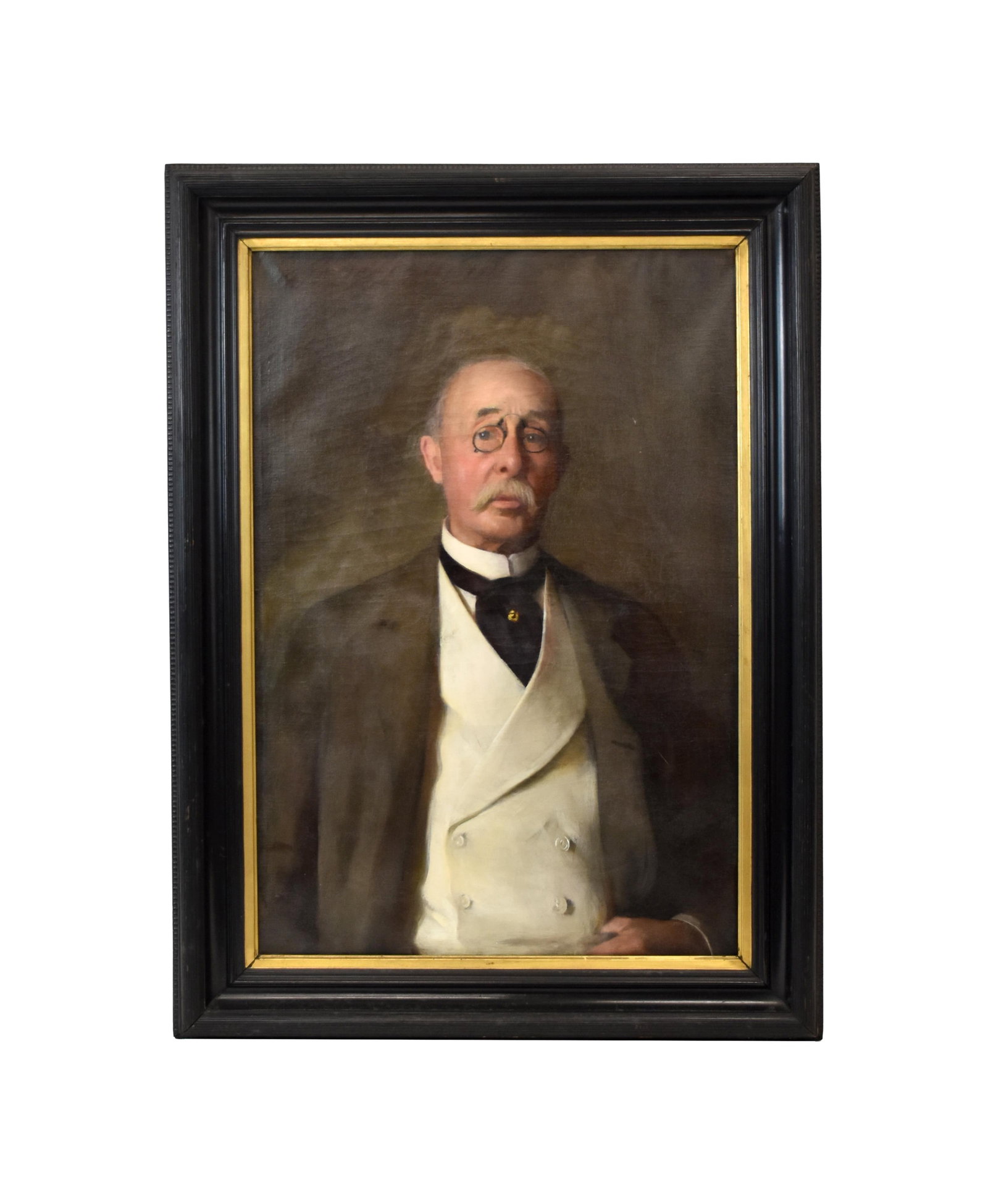 Adelaide Cole Chase Painting: (American/Massachusetts, 1868-1944). Oil on canvas. Half-length portrait of Henry Sayles (Boston, Massachusetts, 1834-1918). Signed and dated 1912 upper left. Sight size: 35" high x 24" wide. In a fin