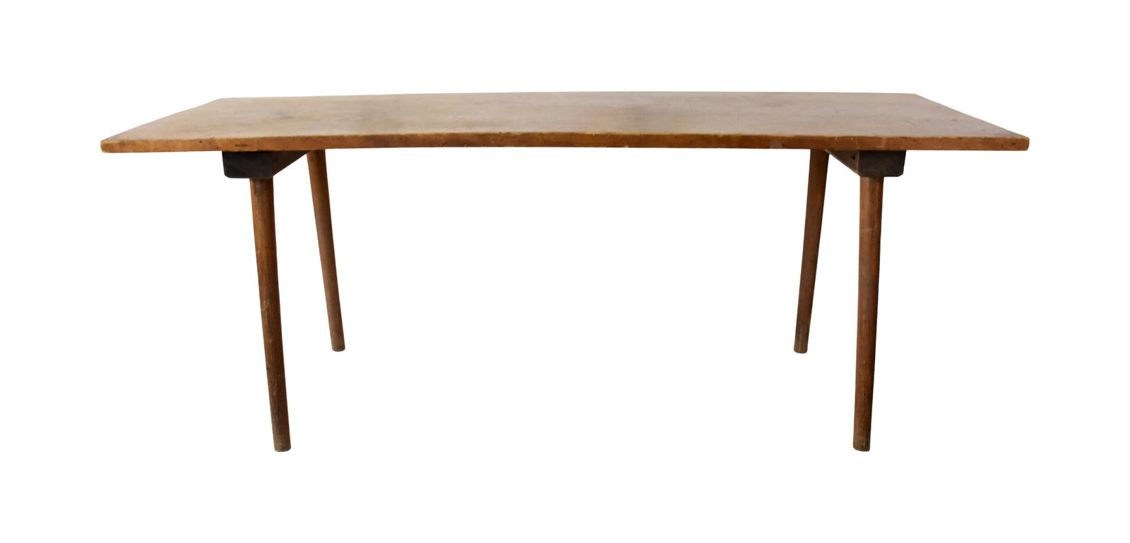 Shaker Bench: 19th C. Pine. One board top. Oak supports. Turned maple legs. Natural finish. 21 1/4" high x 54 1/2" wide x 18 3/4" deep. Provenance: From the collection of Charles and Helen Upton of Troy, New