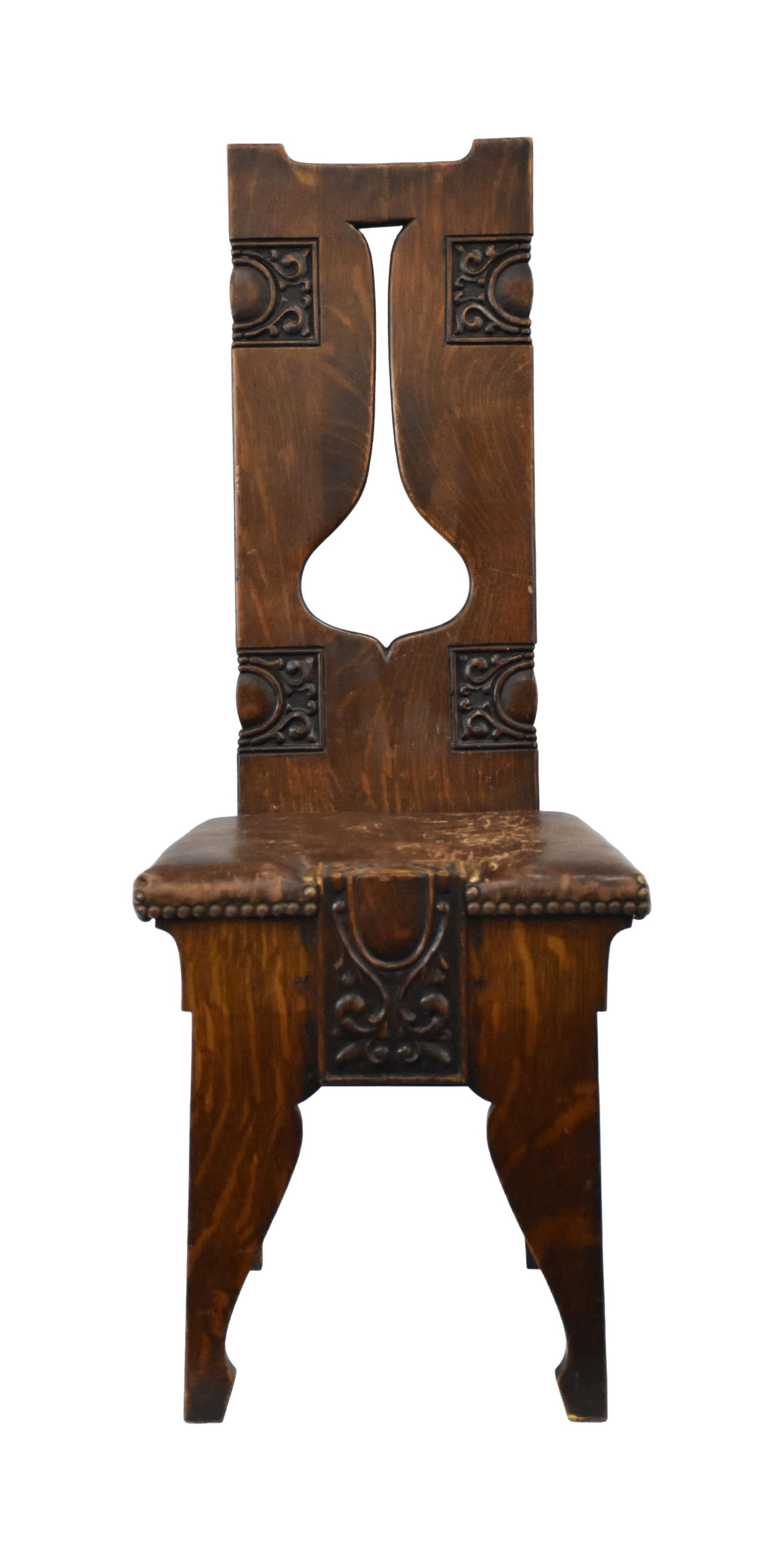 Early Arts & Crafts Carved Oak Side Chair (1 of 6)