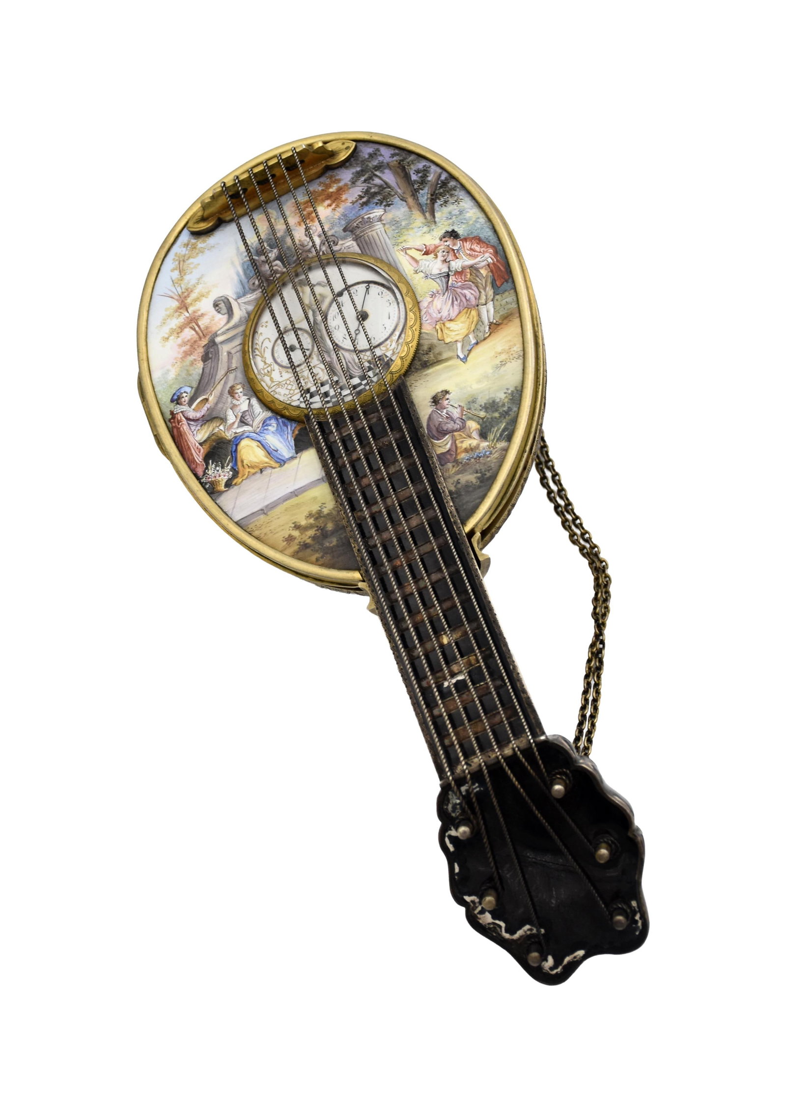 Ludwig Politzer Viennese Lute Form Box: (Hungary, 1847-1907). Politzer was one of the most important silversmiths and jewelers working in Vienna in the second half of the 19th C. Born Szedge, Hungary, 1841. Appointed imperial court jeweler