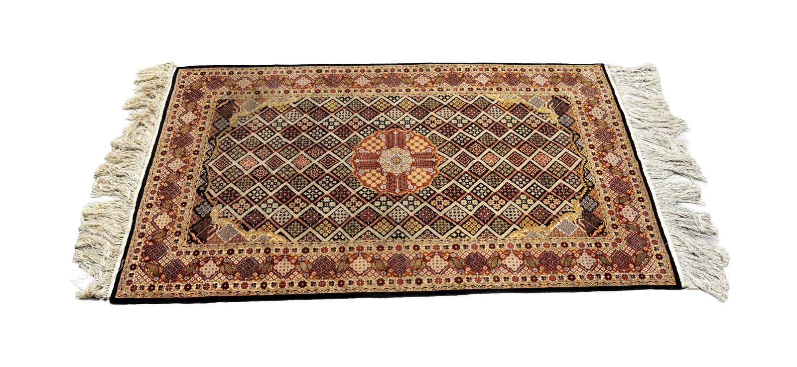 Turkoman Herat Silk and Wool Scatter Rug: Late 20th C. Geometric designs. 5' 2" x 3' 1". Provenance: Estate of Alfred J. Walker, legendary art dealer and collector. Founder of Walker-Cunningham Fine Art.Good overall condition. IMPORTANT-