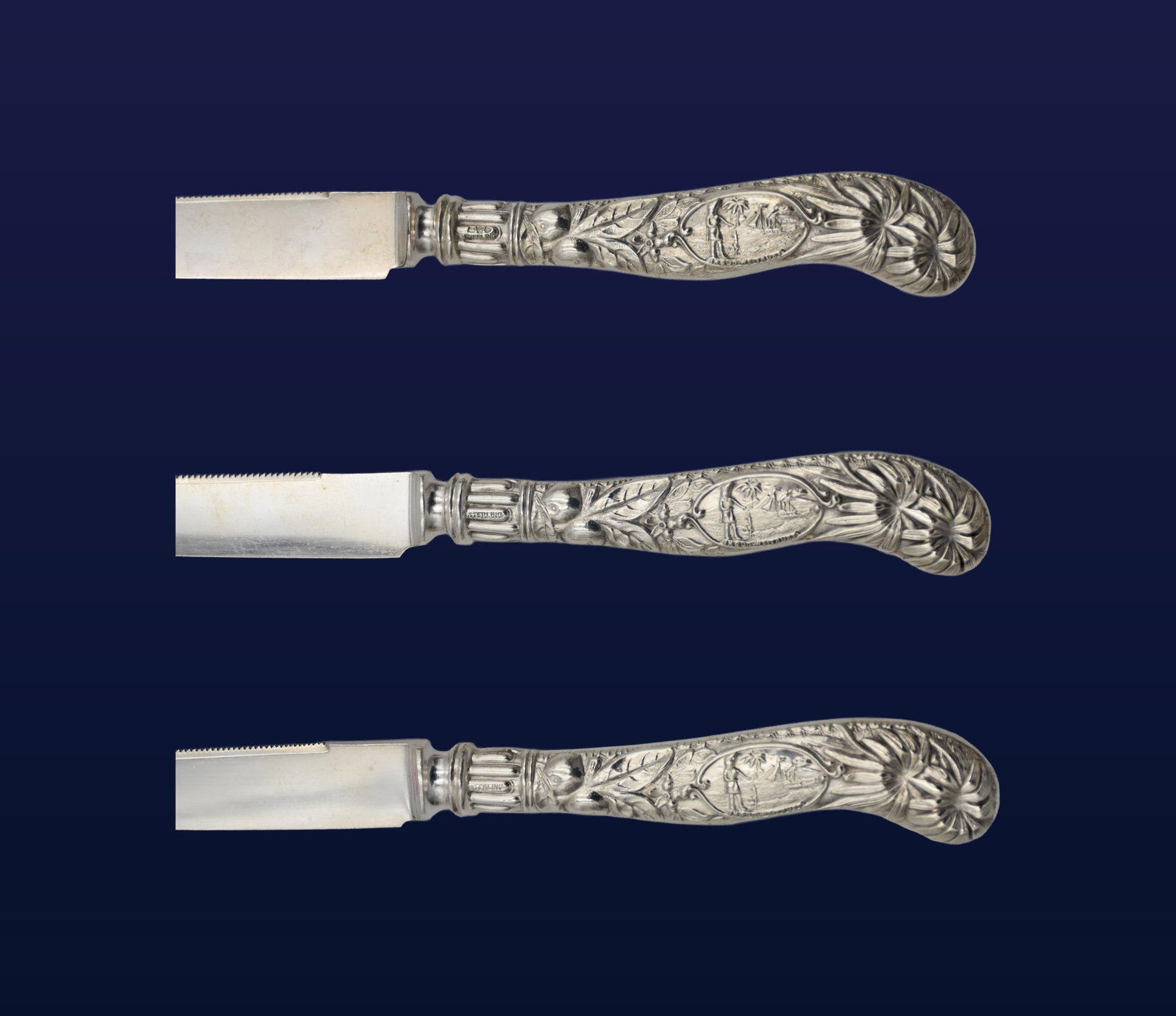 (6) Sterling Silver Fruit Knives - 4