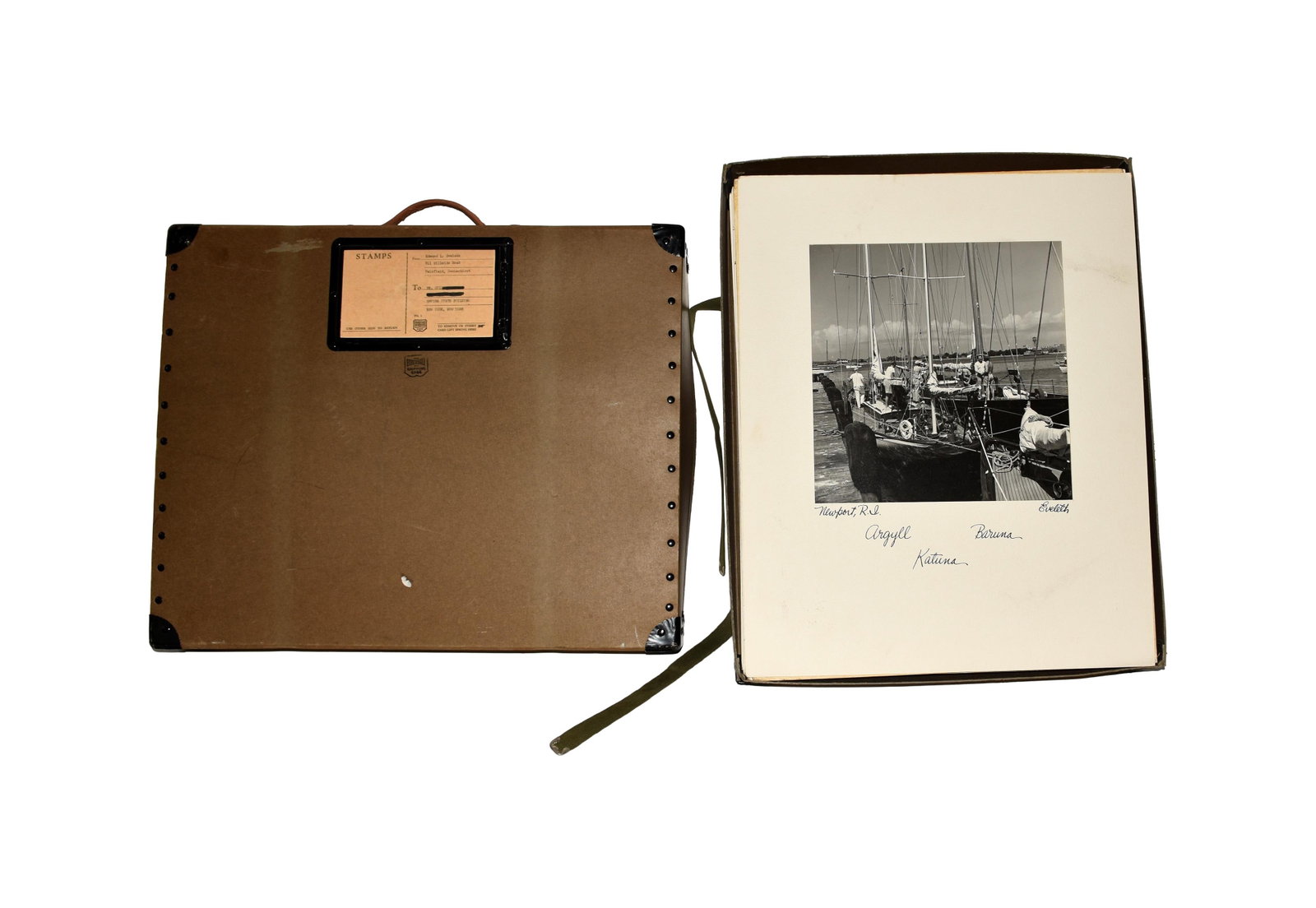 (41) Yacht Racing Photos: Mid-20th C. Black and white period photos taken by Edmund L. Eveleth of Fairfield, Connecticut. They feature primarily photos of the SEA LION and the KATUNA. Some titles include: "The Bermuda Race";
