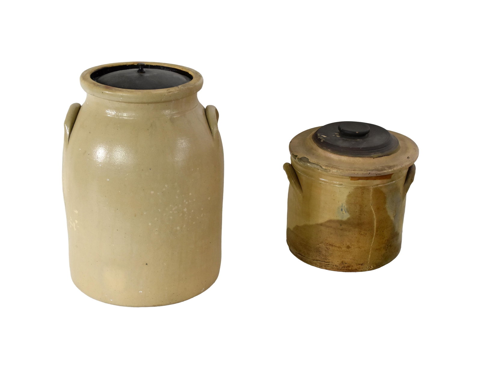 (2) Stoneware Handled Crocks - 2