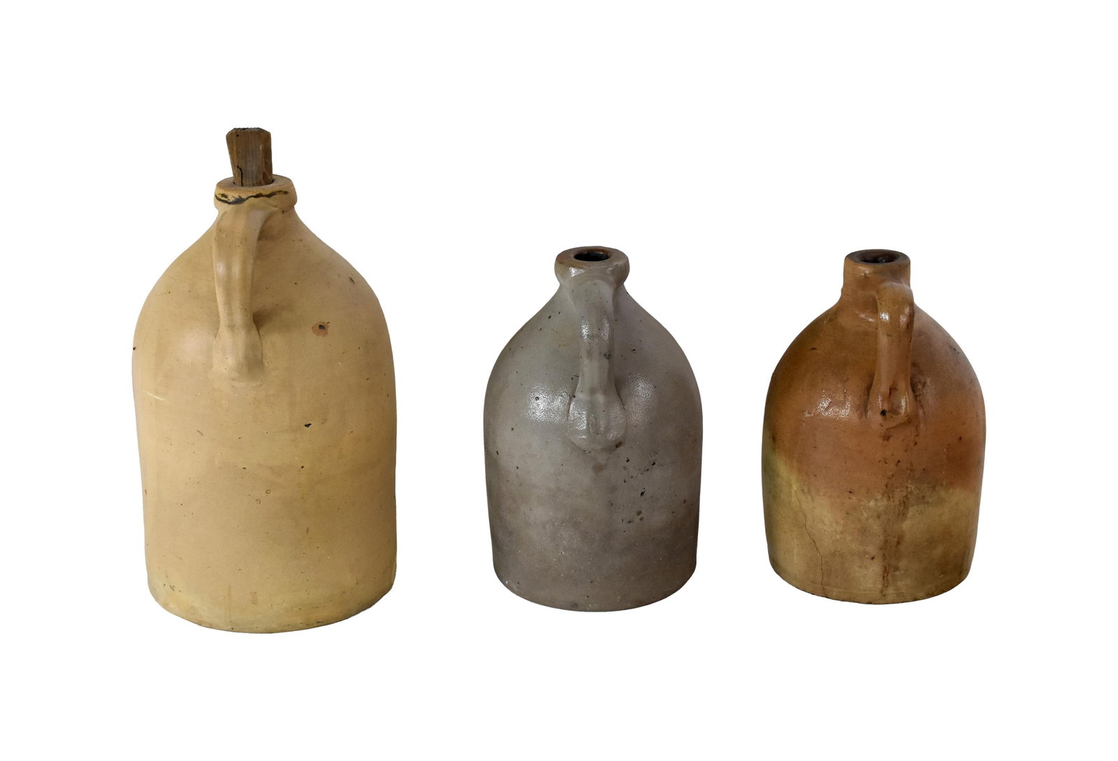 (3) Stoneware Handled Jugs - 3