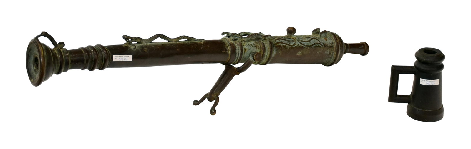 (2) Decorative Bronze Cannons - 3