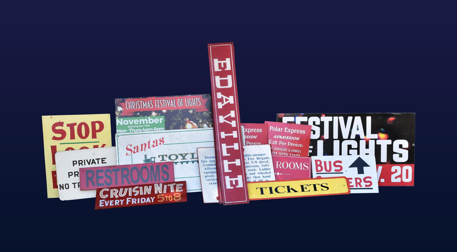 Lot of (16) Edaville Railroad Signs (1 of 1)