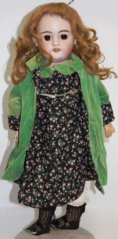 SIMON & HALBIG DOLL "1079", BROWN EYES, OPEN: MOUTH, PIERCED EARS, COMPOSITION BODY, POSSIBLY REPLACED BODY, FINGER DAMAGE, 20"