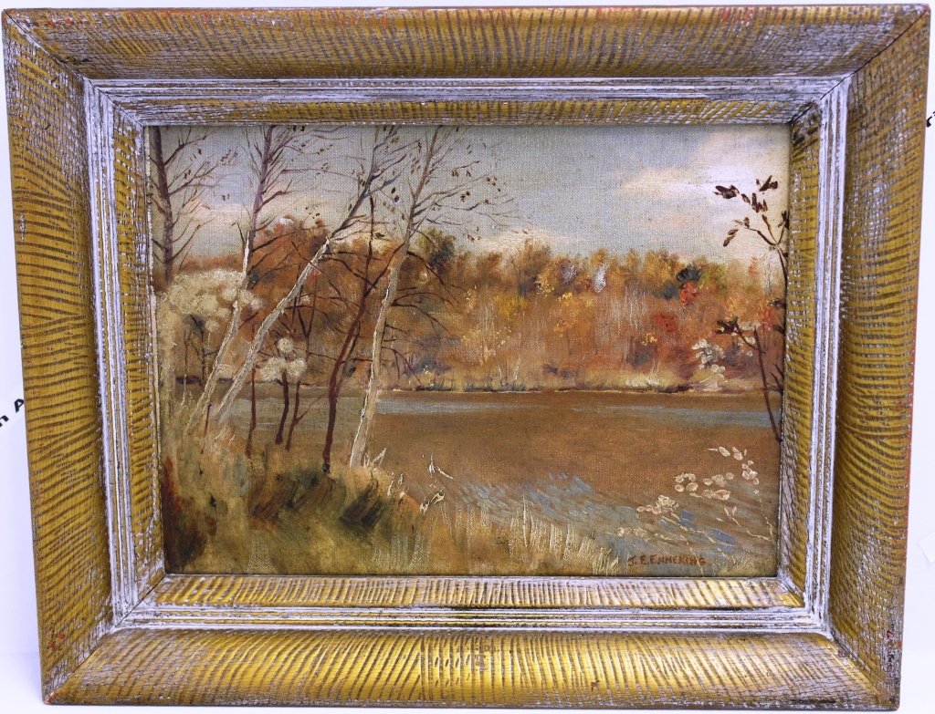 FRAMED OIL ON ARTIST BOARD BY JOSEPH ELLIOT: ENNEKING (1881 - 1842); SIGNED LOWER RIGHT; 9" X 12"; IN ORIGINAL FRAME; UNTOUCHED ESTATE CONDITION