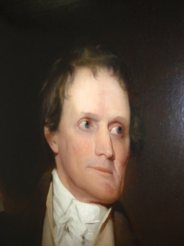 PAIR EARLY 19TH C 1/2 LENGTH PORTRAITS BY HARDING: (MASSACHUSETTS ARTIST CHESTER HARDING, 1792-1866), OIL PAINTINGS ON CANVAS. ONE DEPICTS LEWIN WETHERED (1778--1863) AND THE OTHER IS OF HIS WIFE ELIZABETH ELLIOTT WETHERED (MARRIED IN 1805). SIGHT SIZ