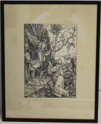 LATE 19TH/EARLY 20TH C. EDITION ALBRECHT DURER ETCHING,: JOACHIM, BARTSCH 78, SIGNED IN PLATE LOWER RIGHT, 11 3/4" X 8 1/4", SHOWS SOME FOXING, FRAMED AND TRIMMED