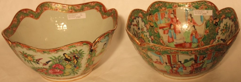 2 SIMILAR 19TH C ROSE MEDALLION BOWLS, BOTH HAVING (1 of 4)