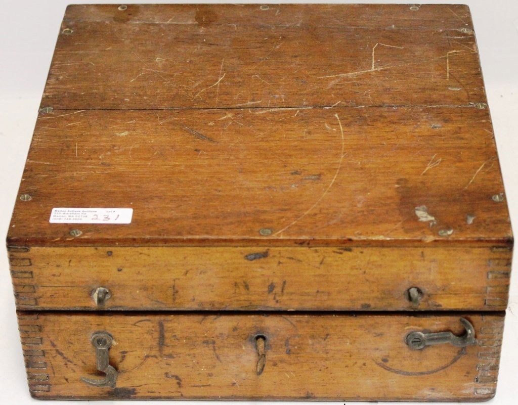 19TH C SEXTANT, AMERICAN, BRASS WITH SILVER SCALE (1 of 3)