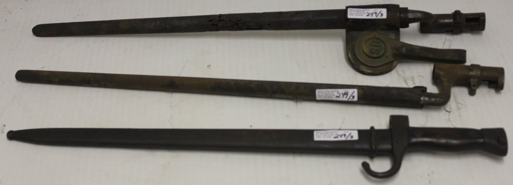 3 BAYONETS, 2 ARE CIVIL WAR, 22" LONG.  1 HAS (1 of 2)