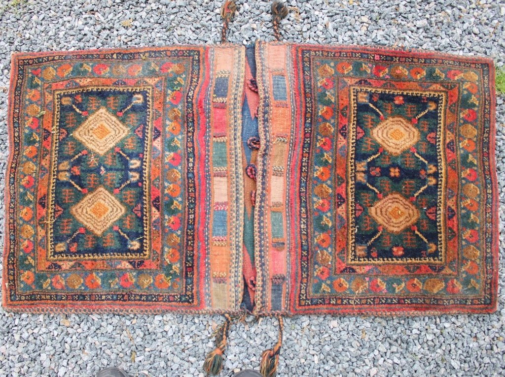 EARLY 20TH C PERSIAN SADDLEBAG, 25 3/4" X 47" (1 of 2)