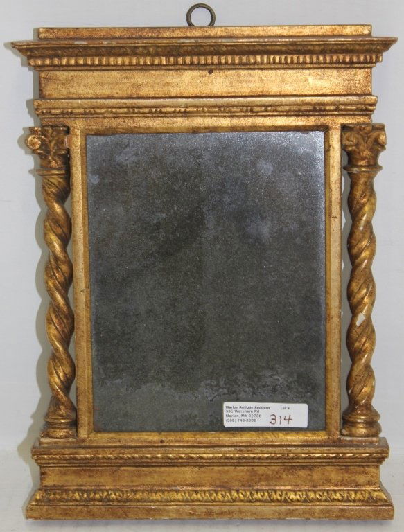 19TH C CLASSICAL COURTING MIRROR, CARVED AND (1 of 2)