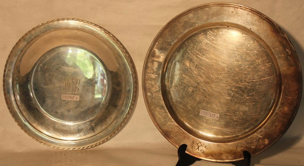 2 LARGE ROUND STERLING SILVER TRAYS TO INCLUDE (1 of 1)