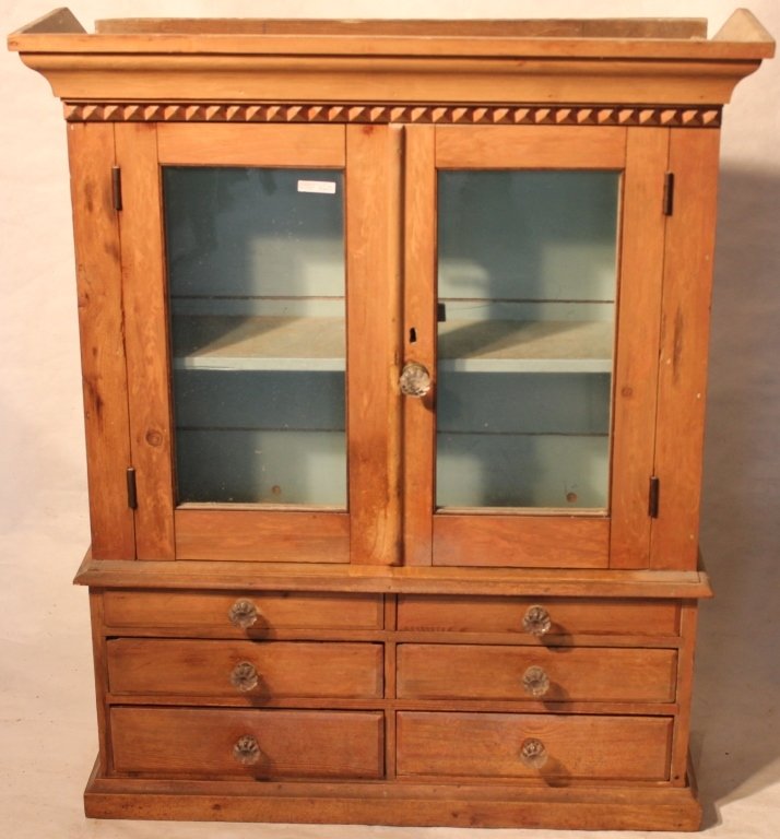 MINIATURE 19TH C HANGING CUPBOARD WITH 2 GLAZED (1 of 1)