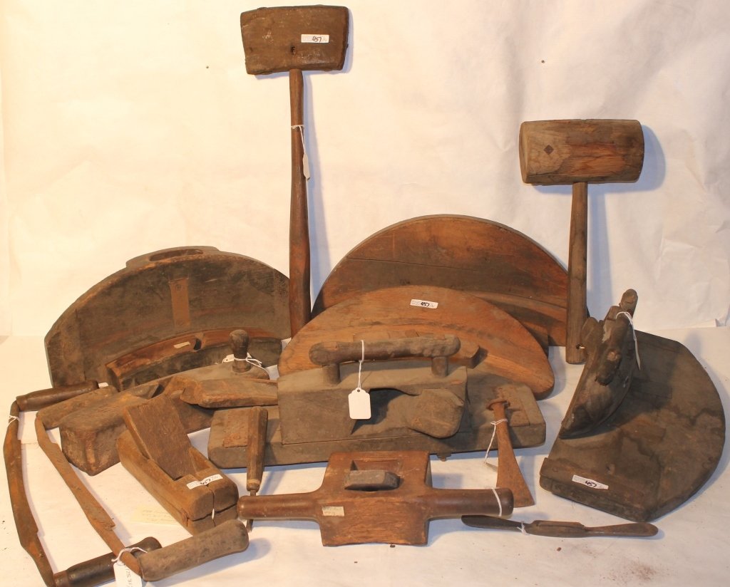 14 TOOLS RELATED TO WHALING INCLUDING PLANES, (1 of 2)