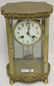 BRASS AND GLASS CRYSTAL REGULATOR CLOCK, FRENCH - 2