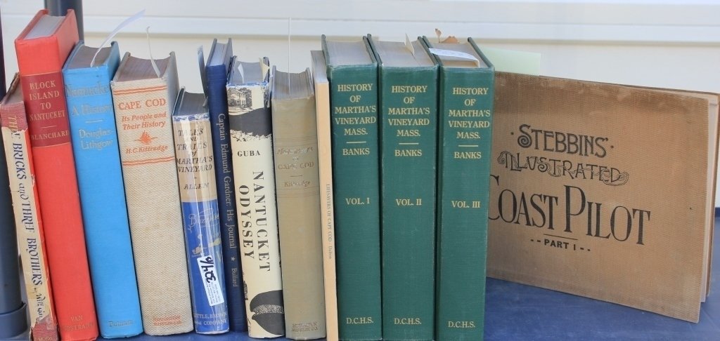 13 BOOKS RELATED TO NANTUCKET, MARTHA'S VINEYARD: AND CAPE COD TO INCLUDE 1. THREE BRICKS AND THREE BROTHERS BY GARDNER. 2. BLOCK ISLAND TO NANTUCKET BY BLANCHARD. 3. NANTUCKET, A HISTORY BY LITHGOW. 4. CAPE COD, THE PEOPLE AND THEIR HISTORY BY KITTR