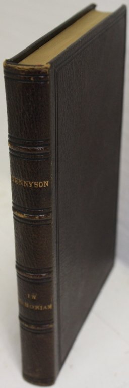 TENNYSON, ALFRED, IN MEMORIAM, C. KEGAN, PAUL &: CO., LONDON, 1878, BROWN LEATHER BOARDS WITH GILT LETTERING, SMALL 18 MO, 212 PAGES, GILT PAGE EDGES. ONE VOLUME. FORE-EDGE PAINTING, VIEW OF HAVANA WITH FORTRESS AND SHIPS, SHOWS SOME FOXING, OTHERWI