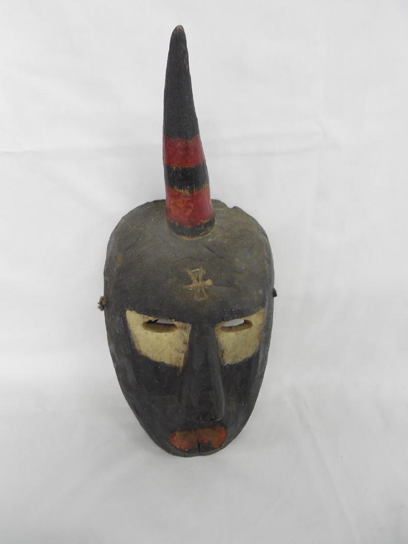 Carved Wooden Single Horn Trible Art Mask (1 of 2)