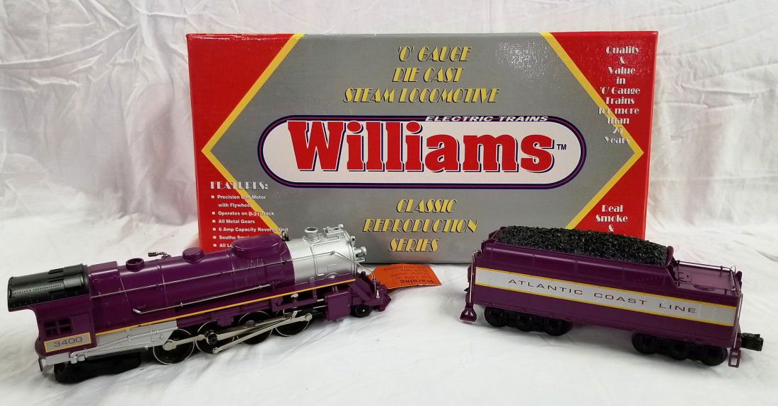 Williams Berkshire 2-8-4: Williams Berkshire 2-8-4 W/Digital Whistle & Bell and Tender Cab#3400 Atlantic Coast Line, Stock#BERK119