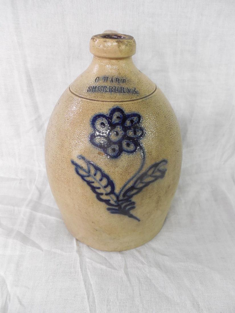 C Hart Sherburne NY Ovoid Jug Blue Decorated Stoneware (1 of 5)