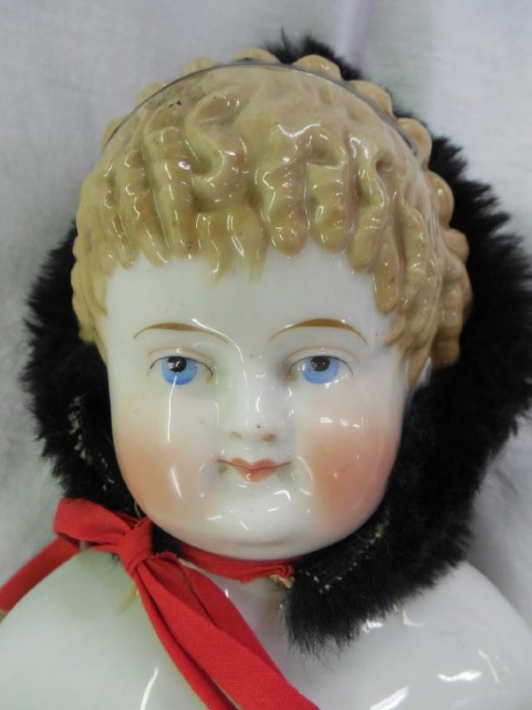 1870s China Head Doll w/ Spill Curls & Headband (1 of 9)