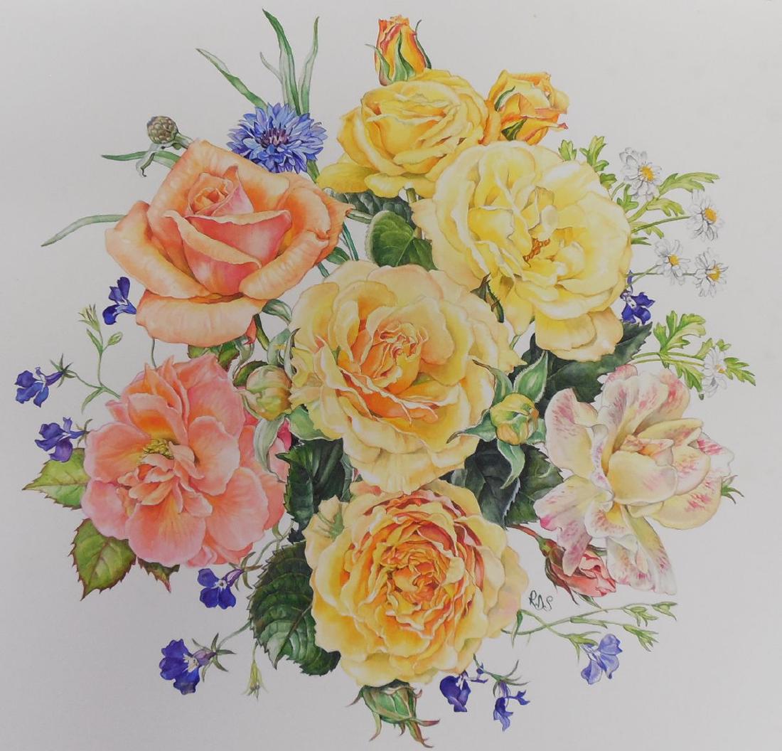 Rosanne Sanders Original Watercolor Roses Botanical (1 of 1)