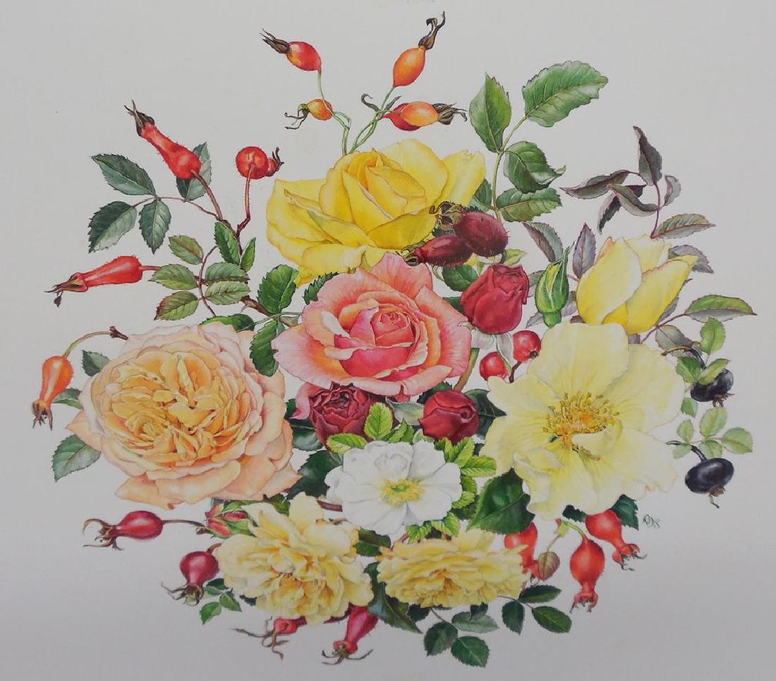 Rosanne Sanders Original Watercolor Roses Botanical (1 of 1)