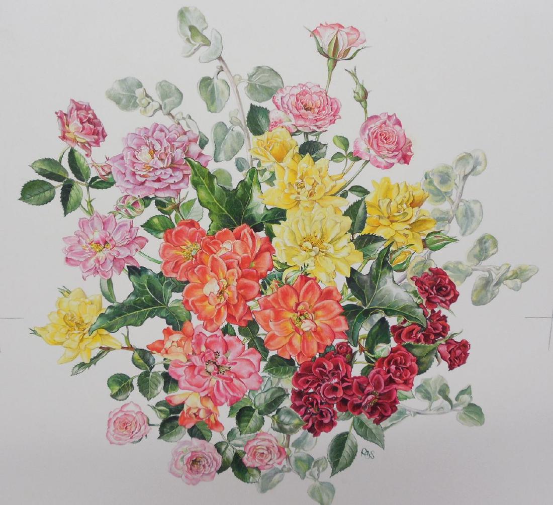 Rosanne Sanders Original Watercolor Roses Botanical (1 of 1)