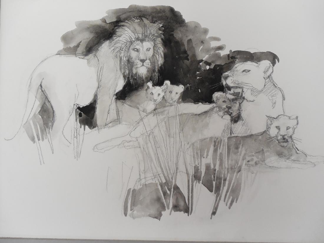 2 Daniel Schwartz Original Watercolor Portrait Lion (1 of 3)