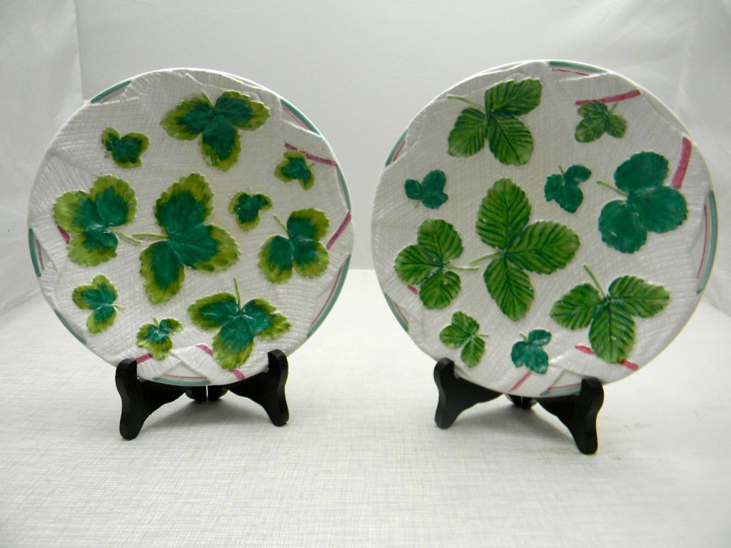 Two Strawberry Motif Plates. 8" George Jones & Sons: Two Strawberry Motif Plates. 8" George Jones & Sons.