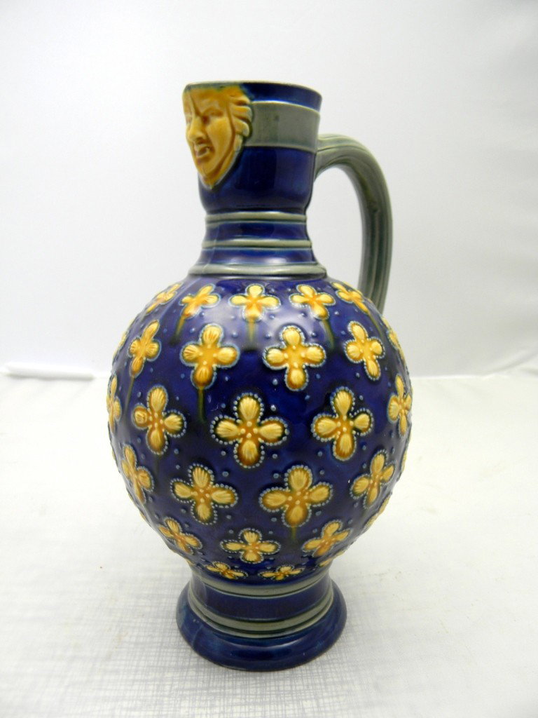 Minton Cobalt Mask Jug #596 24 7 3/4": Minton Cobalt Mask Jug #596 24 7 3/4"