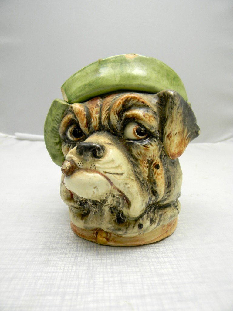 Figural Bull Dog Head Humidor 5 1/2": Figural Bull Dog Head Humidor 5 1/2"