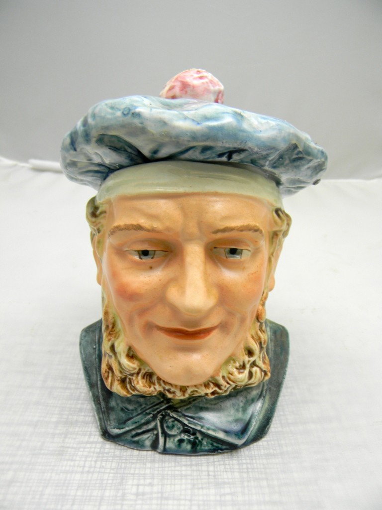 Figural Face Humidor unmarked 6": Figural Face Humidor unmarked 6"