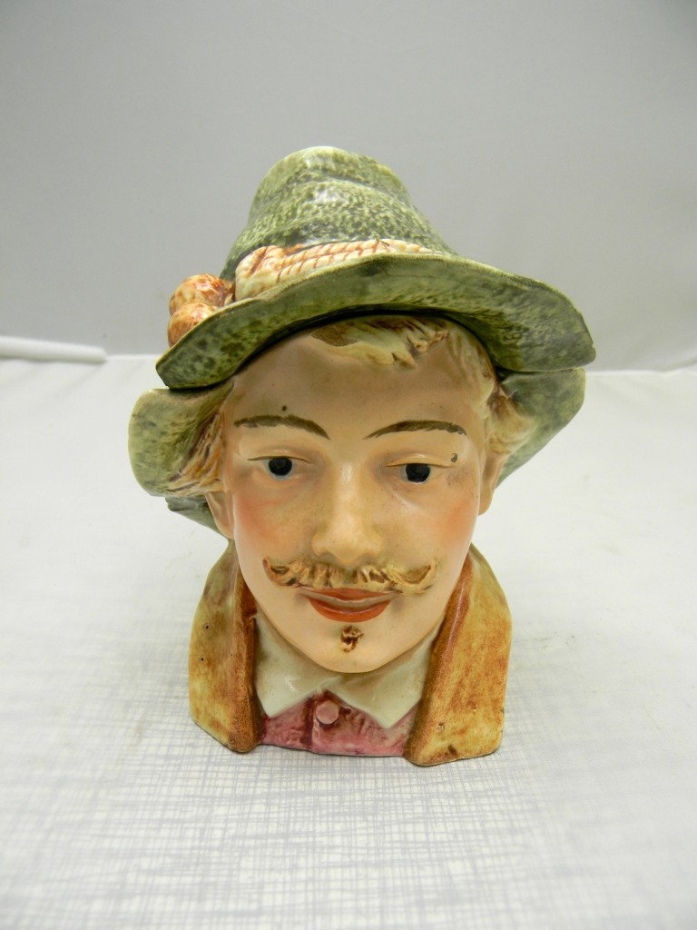 Figural Head Humidor unmarked 5 1/2": Figural Head Humidor unmarked 5 1/2"