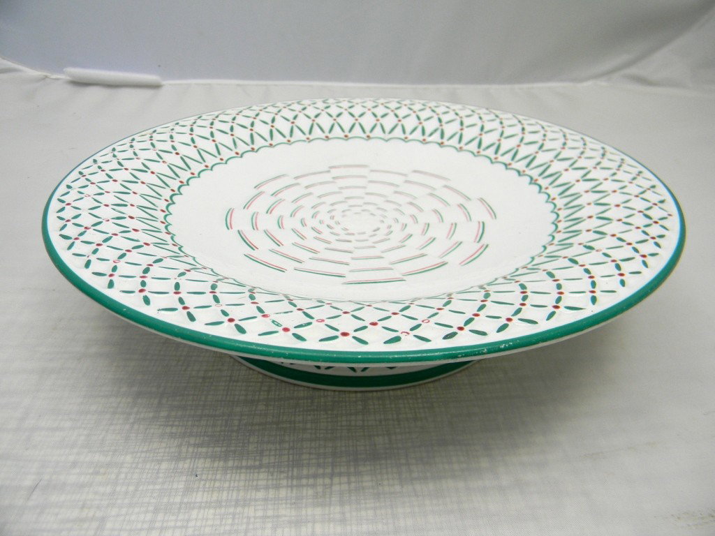 Minton Red, Green and White Cake Stand 2 1/4" x 9 : Minton Red, Green and White Cake Stand 2 1/4" x 9 1/4"