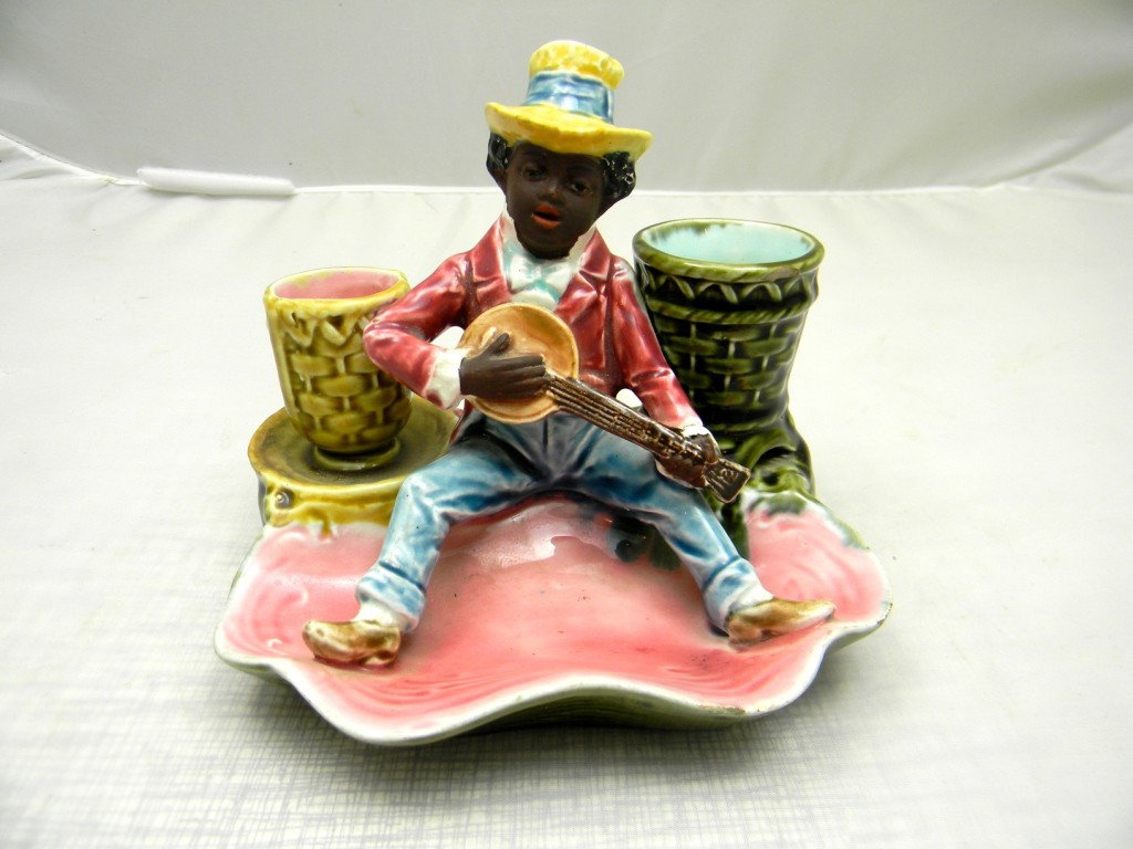 Majolica Banjo Player Striker impressed #6956 29 5: Majolica Banjo Player Striker impressed #6956 29 5"