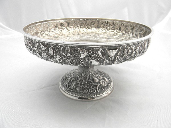 8" Black, Starr, & Frost Floral Repousse Compote 1: 8" Black, Starr, & Frost Floral Repousse Compote 15.85ozt