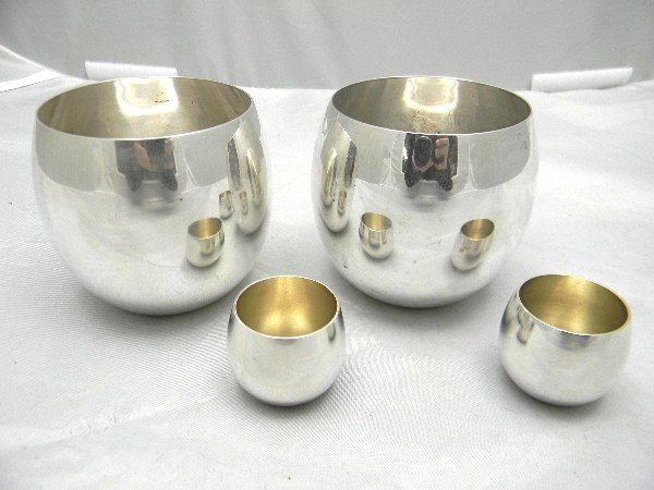 4pcs Tiffany Sterling Cocktail Set includes Two 3 : 4pcs Tiffany Sterling Cocktail Set includes Two 3 1/2" Tumblers and Two Shot Glasses total weight 14ozt